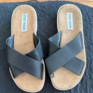 Steve Madden Black and Tan Women's Sandals